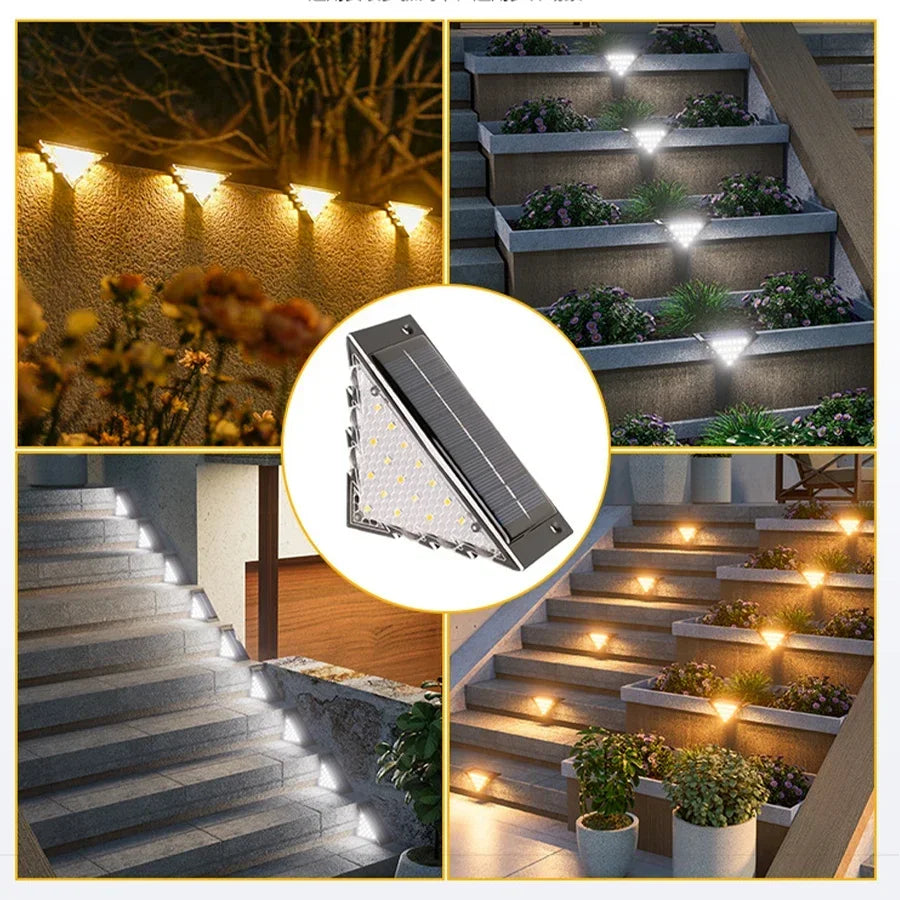 Solar Stair Lights Solar Step Light Outdoor Anti-theft Waterproof IP67 Decor for Garden Stair Deck Front Porch and Patio