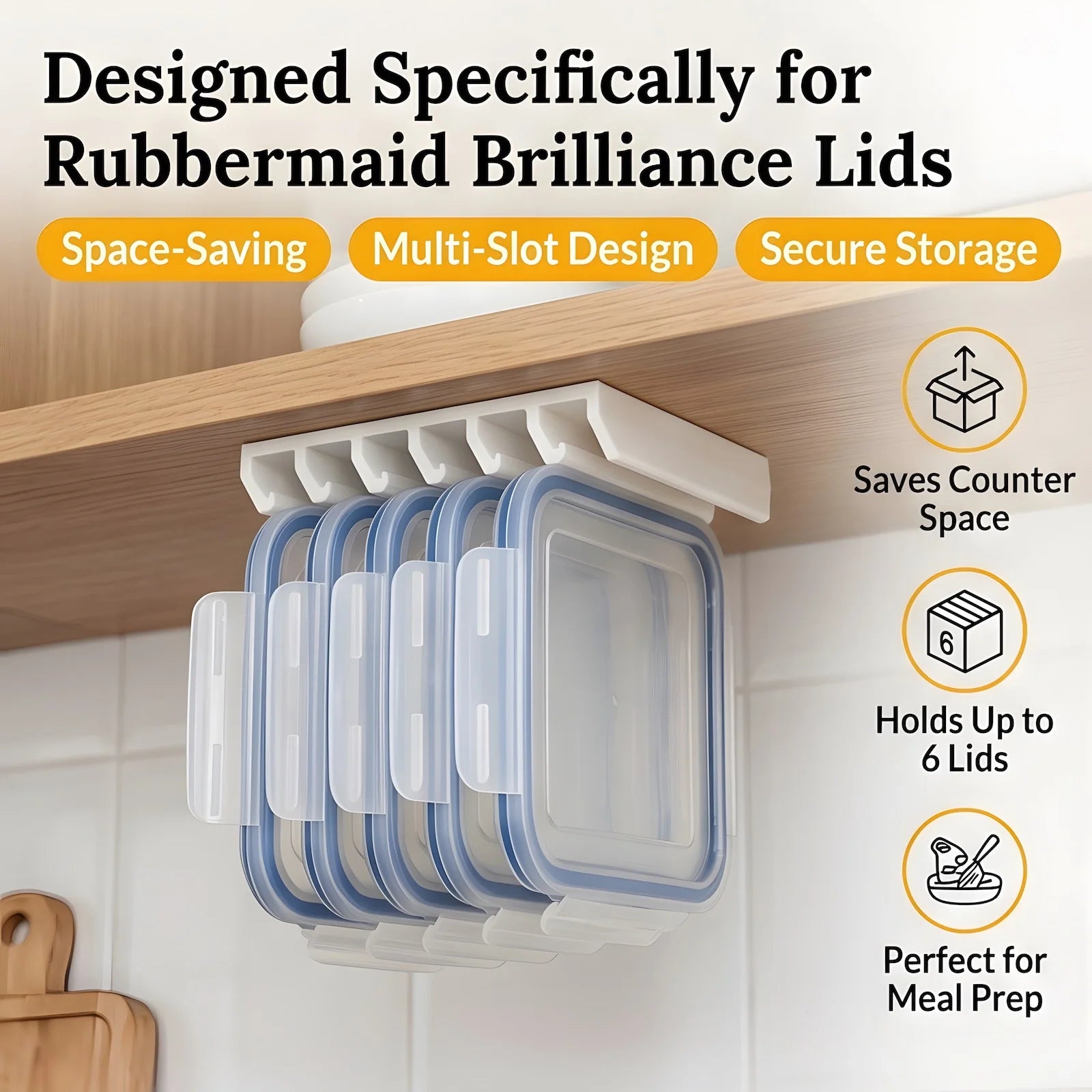 Under Cabinet Organizer Rack Kitchen Food Container Lid Holder Space Saver Shelf Hanger Bracket No Drill Self Adhesive