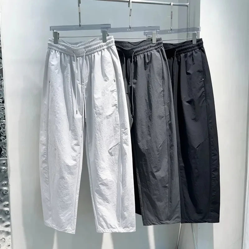 Summer Casual Men's New Trendy Brand Loose Straight Sports Pants Thin Drawstring
