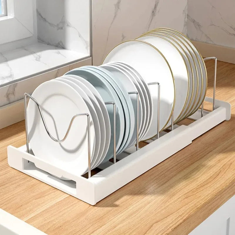 Expandable Kitchen Cabinet Pot Organizer - Adjustable Divider Rack, Multi-Use Storage Solution for Pots, Pans and Lids