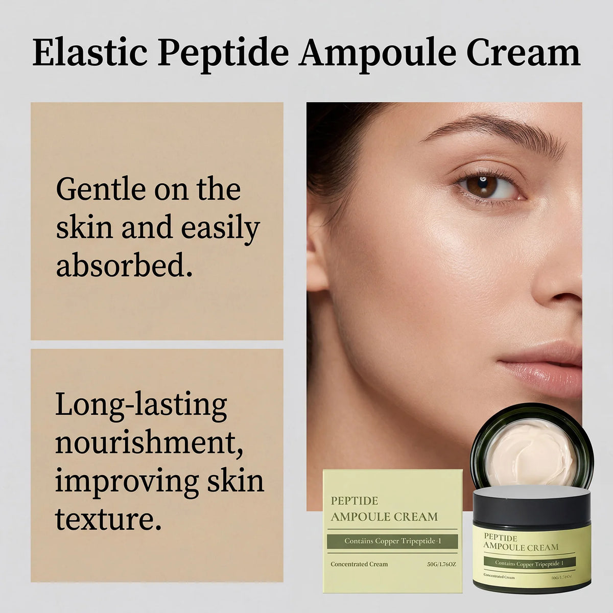 Peptide Ampoule Cream Anti Wrinkle Reduction Firm Skin Elasticity Enhancement Strengthening Skin Barrier Repair Peptide Cream