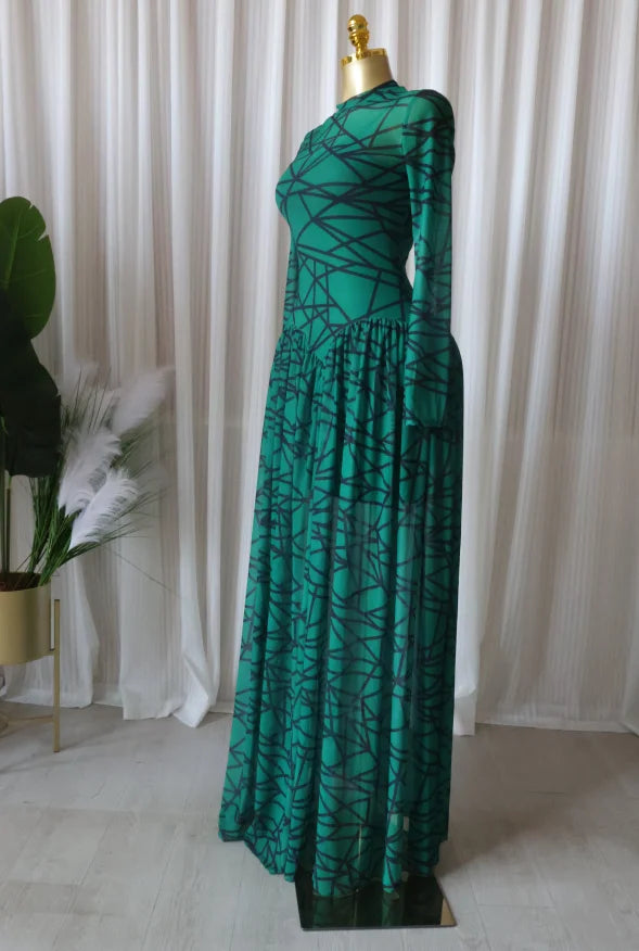 CM.YAYA Women Full Sleeve Printed O-neck Maxi Long Dress 2026 Evening Birthday Vacation Sexy Party Club Vestidos Dresses