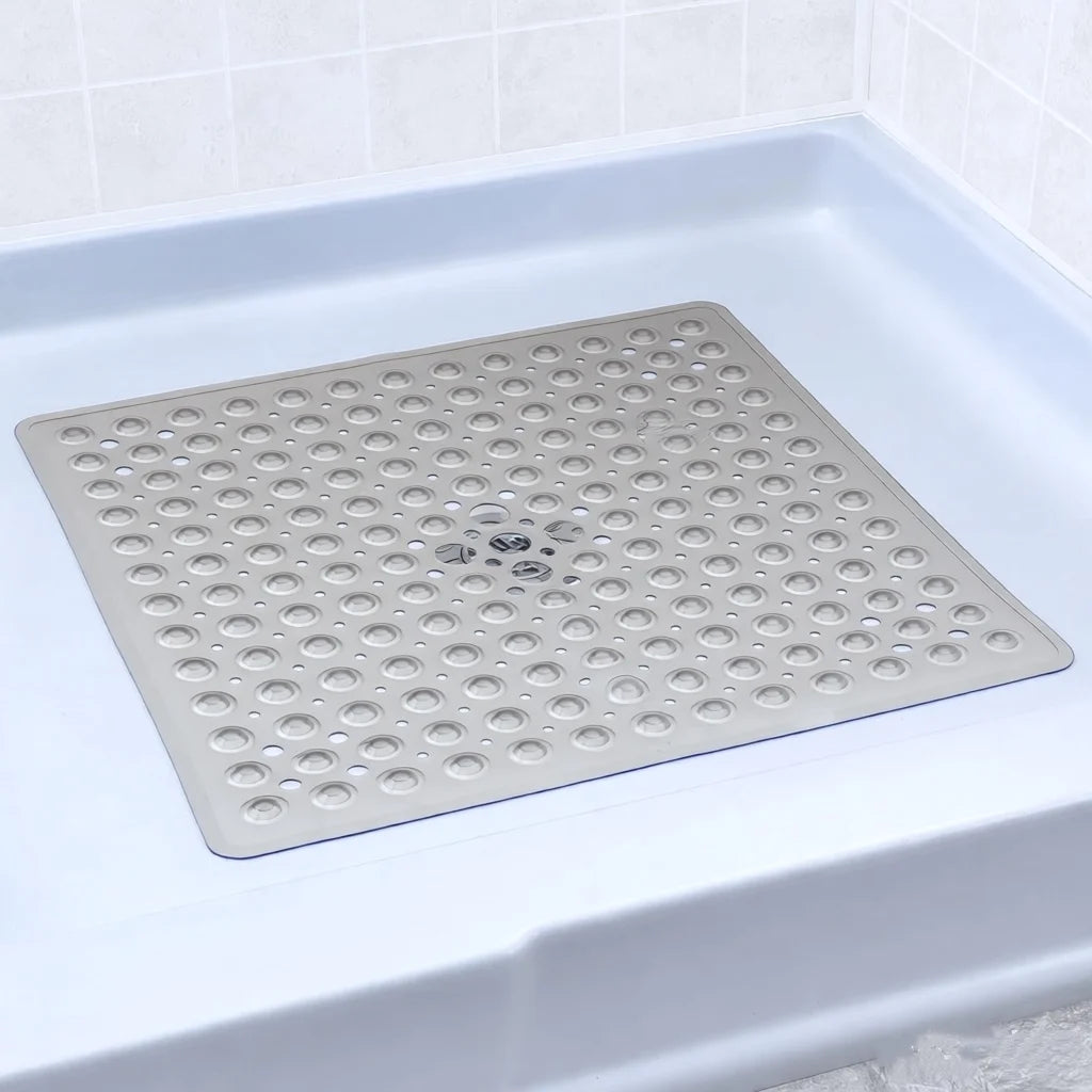 Square Shower Mat Bathtub Mat Non Slip 53x53cm, Square Bath Mat for Inside Shower Tub, Shower Stall Mats for Bathroom Floor
