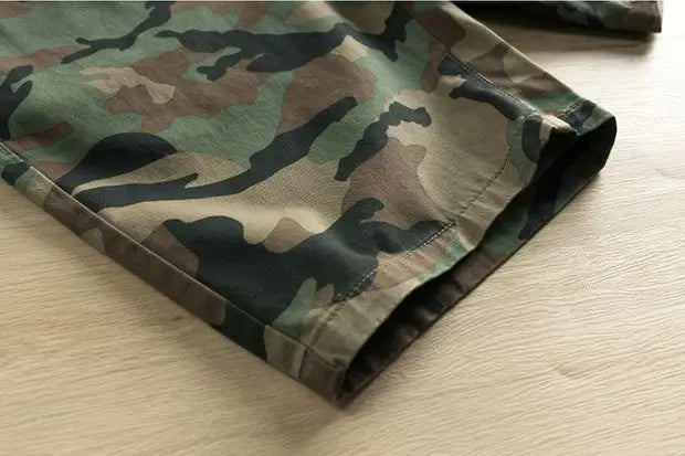 Mens Casual Camouflage Work Shorts Five-Quarter Length Wear-Resistant Dirt-Resistant Loose Fit Summer Cotton Cargo Pants