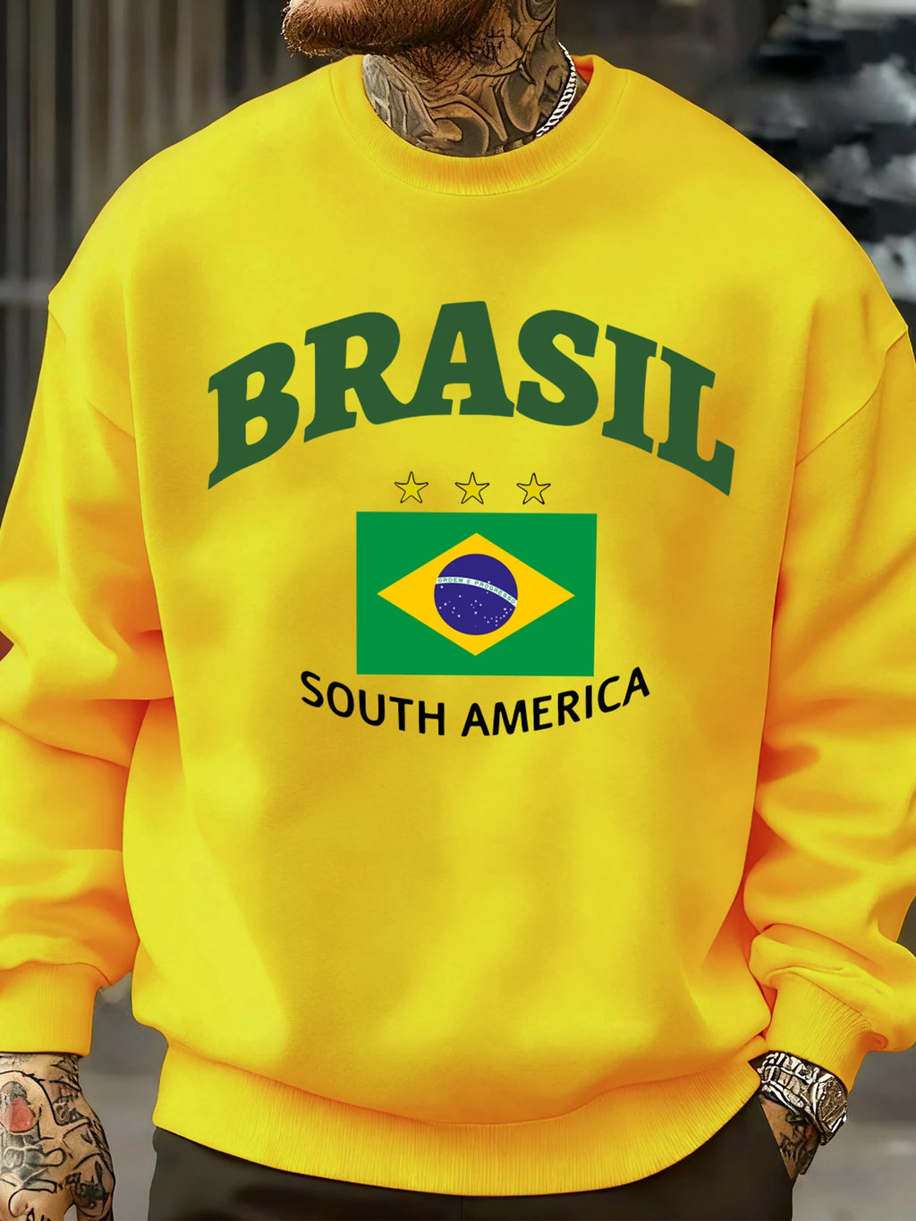 Brasil South America Prints Man Pullover Trendy Fleece Sweatshirt Autumn O-Neck Clothes Warm Milticolor Top Fashion Streetwear