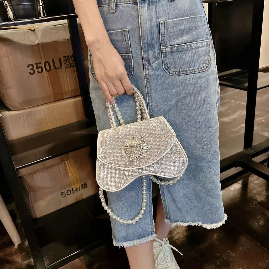 Luxury Women Handbag Glitter Shiny Rhinestones Diamonds Evening Bag Wedding Party Clutch Purse Wide Strap Shoulder Messenger Bag