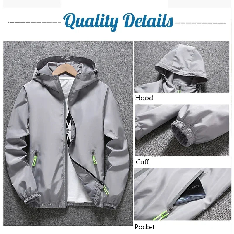 Men Women Teens Camping Hiking Jacket Reflective Windbreaker Spring Autumn Cycling Trekking Sports Coat With Inside Pocket