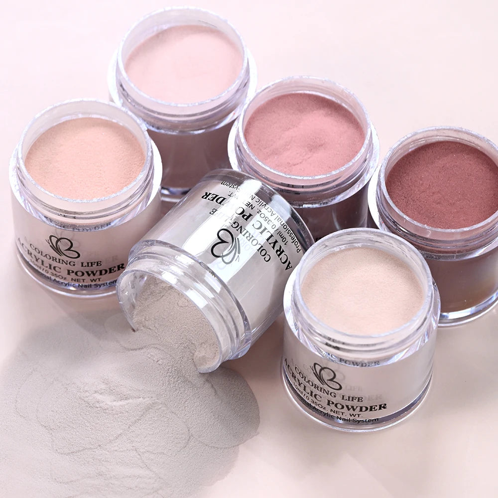 6Pcs/Set Burgundy Mocha Brown Nail Acrylic Powder Autumn&Winter Colors Nails Polymer for Nail Art Extension/Carving/Dipping Dust