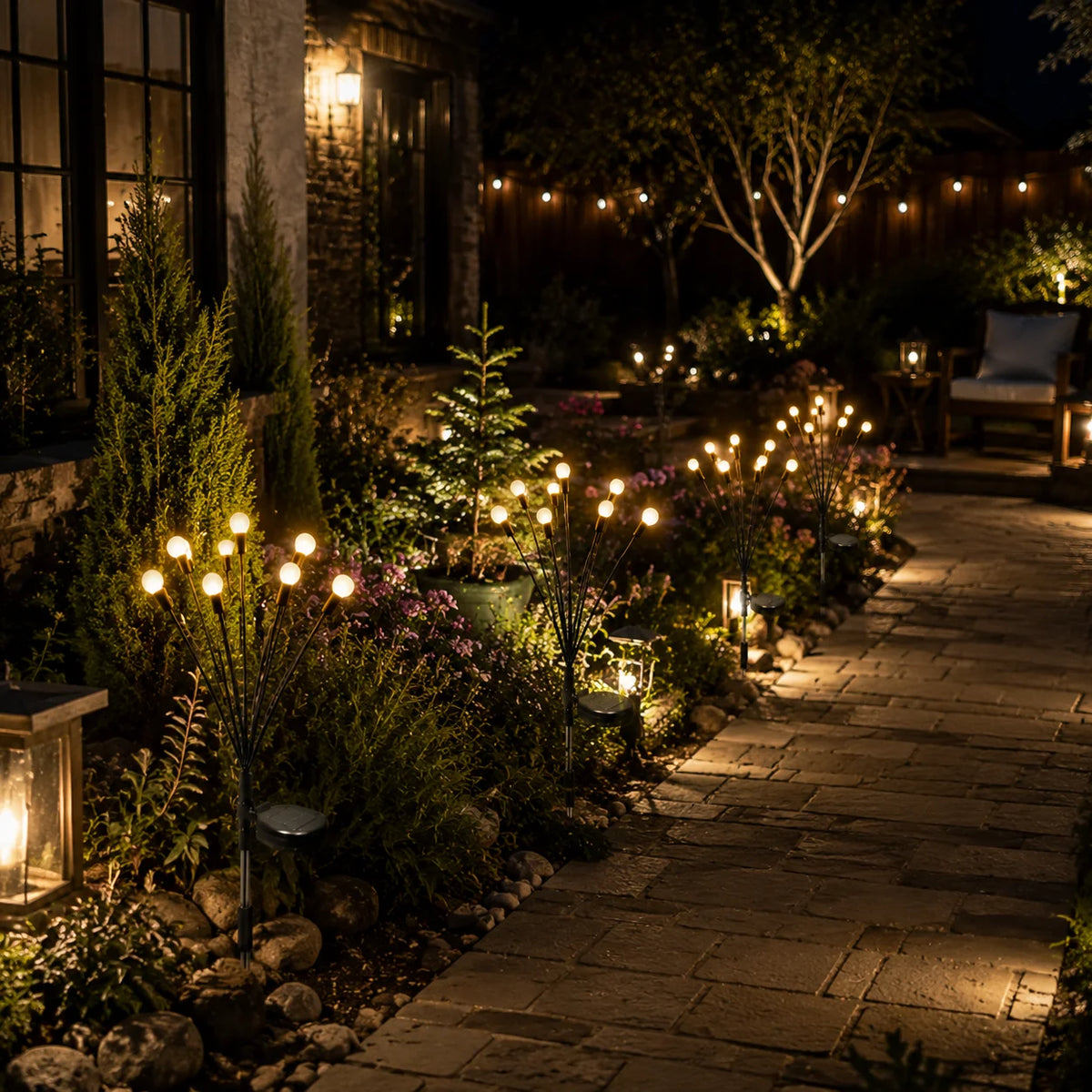 Solar Firefly Garden Lights Waterproof Outdoor LED Pathway Lights for Lawn Yard Landscape Decoration