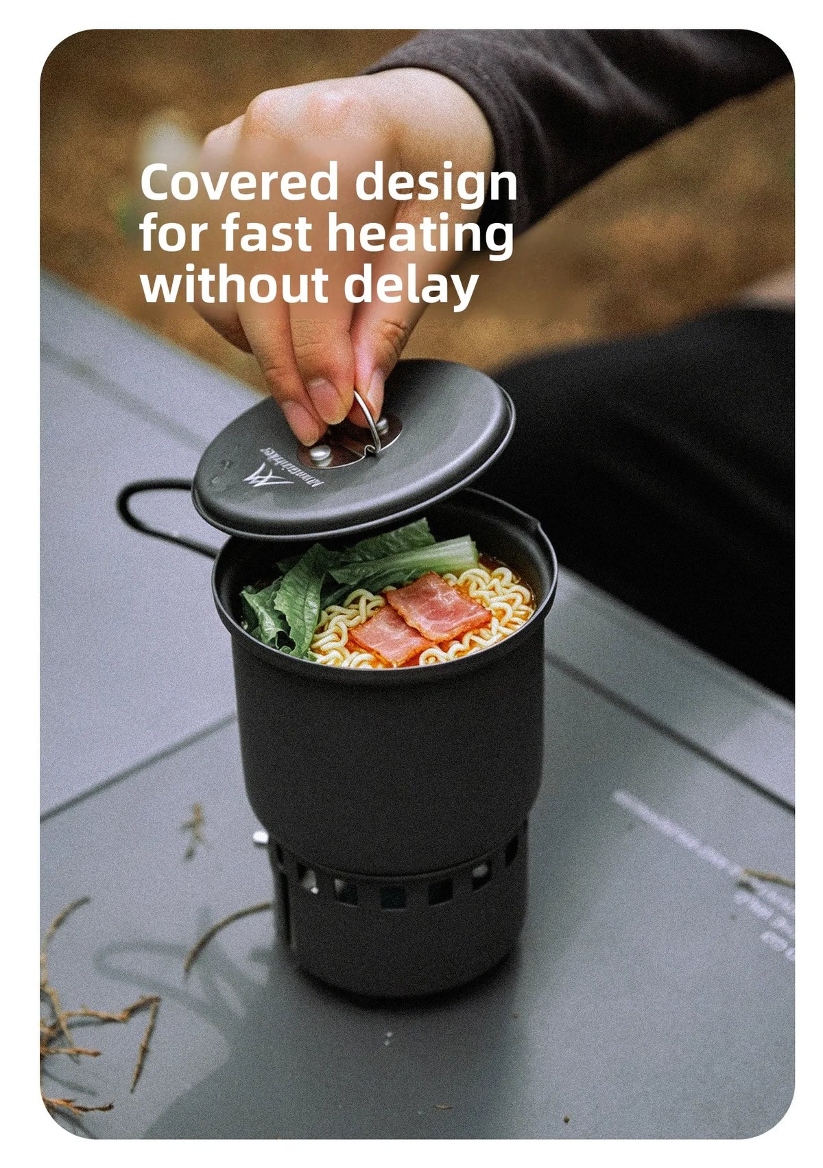 MOUNTAINHIKER Camping Cookware Set, Ultralight Portable Alcohol Stove Set with Pot, Windproof Integrated Cooking Kit for Hiking