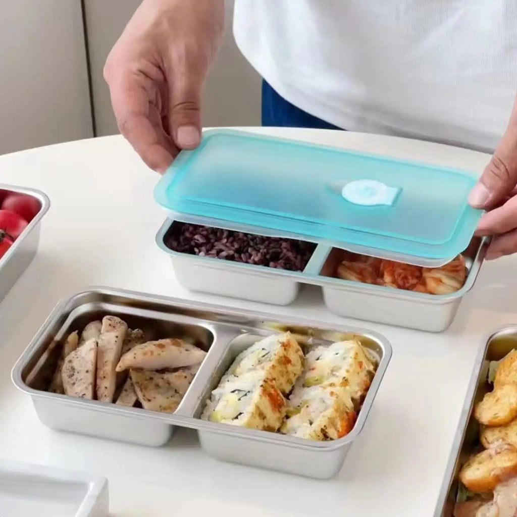 Bento Lunch Box 2-Tier Food Storage Container Reusable Snack Pack case  with Lid Lunch box for Summer Beach Sports