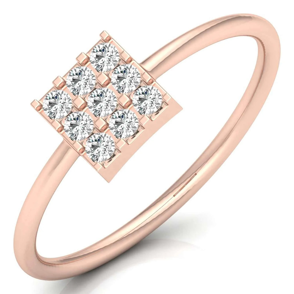 Lab Grown Diamond Ring 14K 18K Solid Gold 9 Stone Matrix CVD Diamond Engagement Ring Dainty Geometric Fine Jewelry For Women