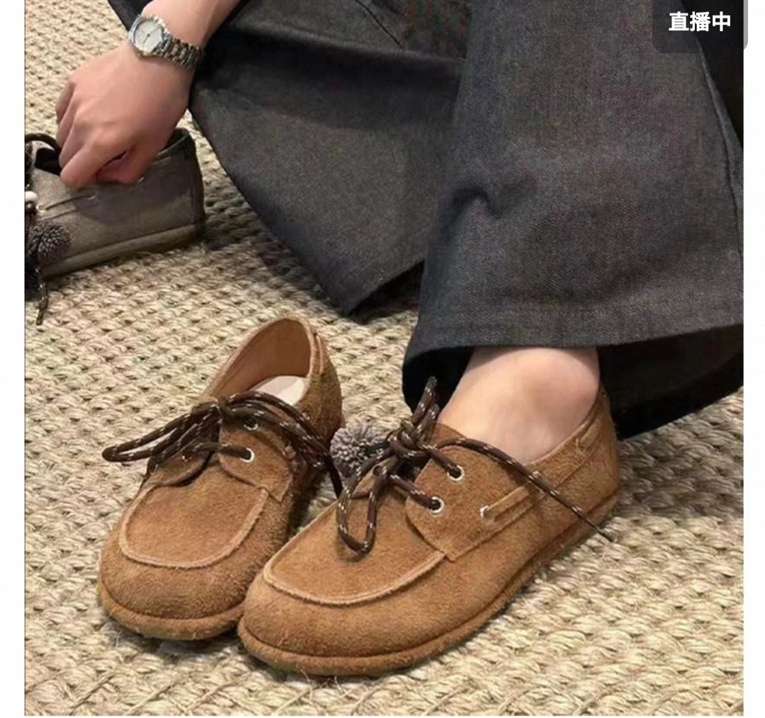 Women Flats Shoes Suede Lace Up Sport Running Women Shoes Autumn Designer Brand Walking Loafers Running Comfortable Work Shoes