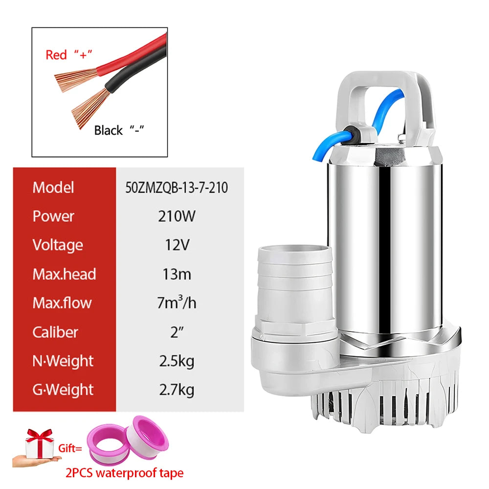 12V 24V DC Solar Submersible Water Pump Pure Copper Winding Motor High Lift Deep Well Water Pump For Farm Garden Irrigation