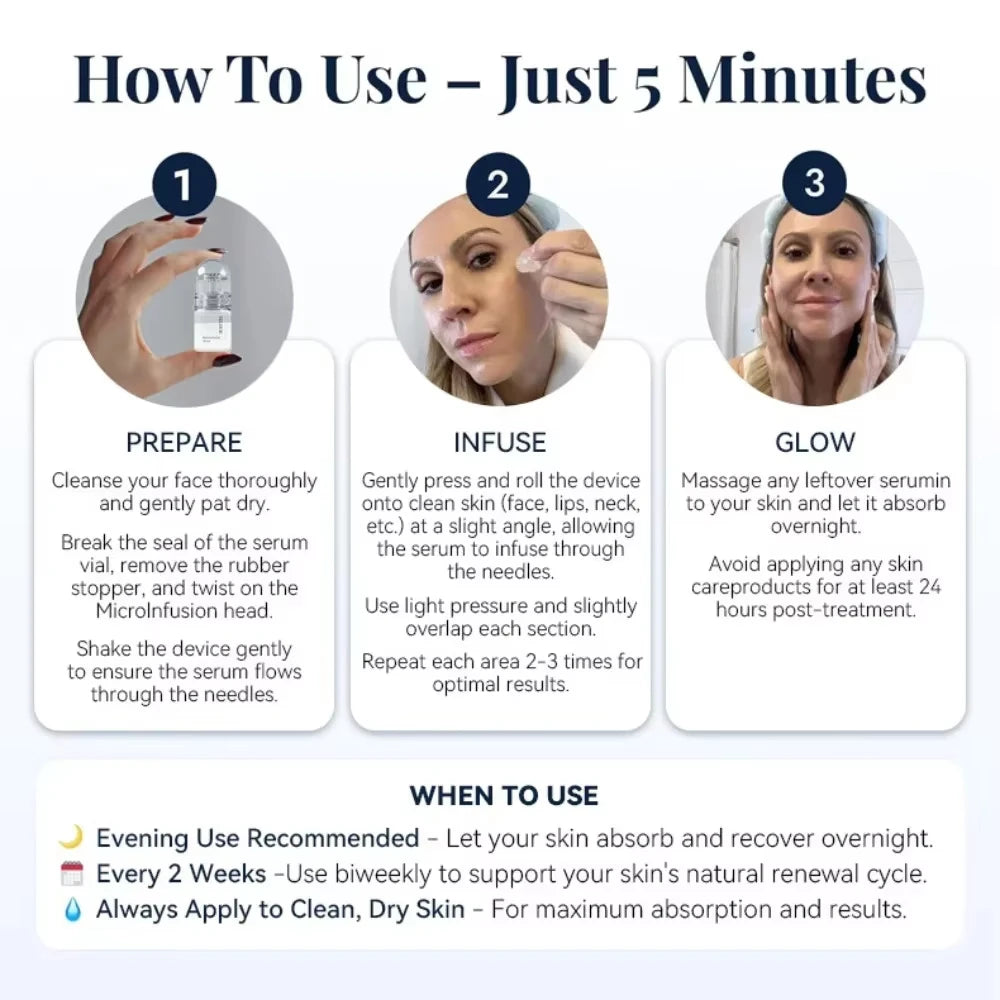 Hyaluronic Acid Facial Kit Hydrating Serum Roller Delicate Firming Facial Skin Smoothing Nourishing Skin Daily Care Essence Set