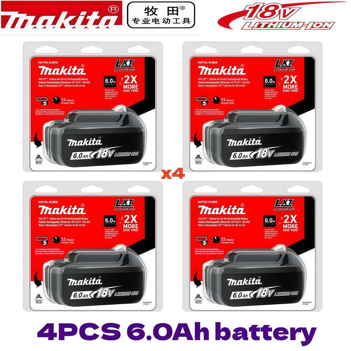 Genuine Makita 6AH BL1860B 18V Battery Power Tool Lithium-Ion Substitute LXT BL1850B BL1840B, Suitable for Use with BMS18V Screw