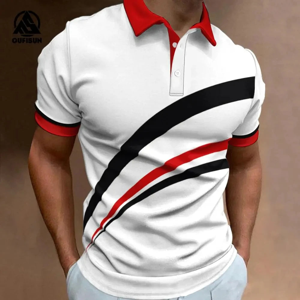 Fashion Men's Polo Shirt Summer Casual Short Sleeve Buttons Tops New Street Sports Style Oversized Clothing Pullover Golf Wear