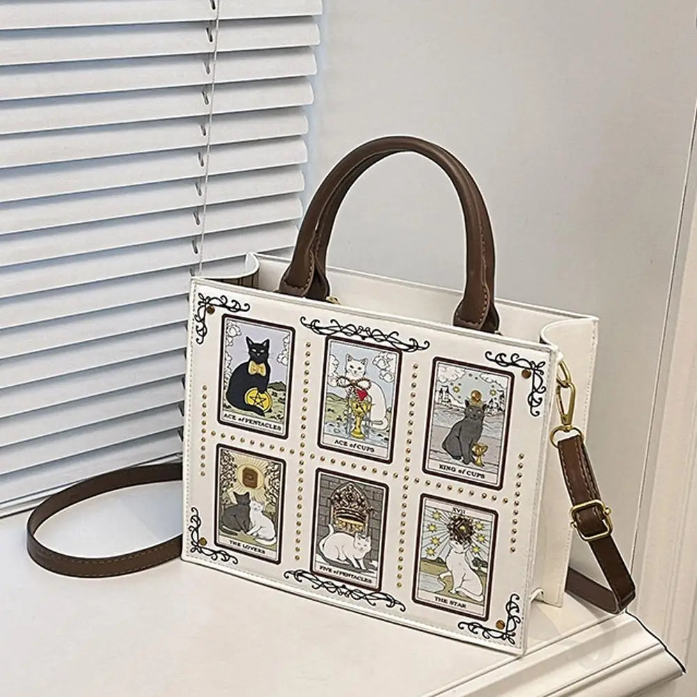 High-end Fashion Summer New Handbag With Delicate Embroidery Cat Printing Multi-layer Storage Woman Tote Bag For Dating & Daily