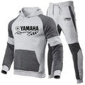 2025 New Yamaha Men's High Quality Splicing Hoodie Sportswear Cotton Top and Pants Sports Running Two Piece Set