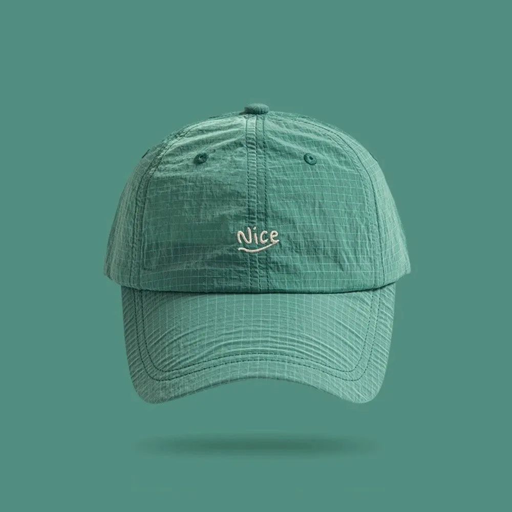 New Plaid Thin Sun Cap Quick-drying Breathable Baseball Cap Adjustable Letter Embroidery Sports Running Cap Men Women