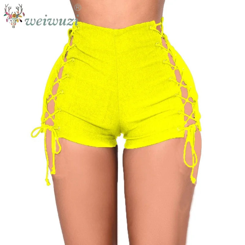 2026 New Women Fashion Sexy Lace Up Denim Shorts Slim Hight Waist Ripped Hot Pants Jeans Summer Nightclub Pole Dance DS Shorts