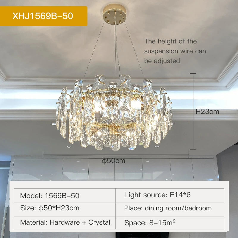 Postmodern Light Luxury LED Crystal Chandelier Atmosphere Dining Room High-end Home Bedroom Kitchen Living Room Pendant Lights