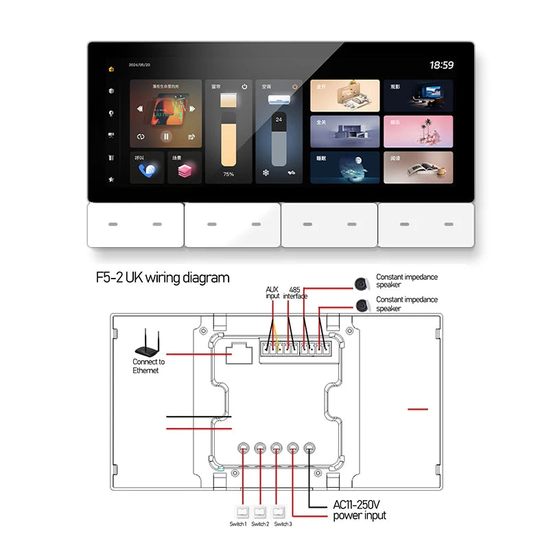 Smart Audio System WIFI Tuya Home Control Panel Built in ZIGBEE gateway IR Bluetooth wall Amplifier Ceiling Speaker Music Player