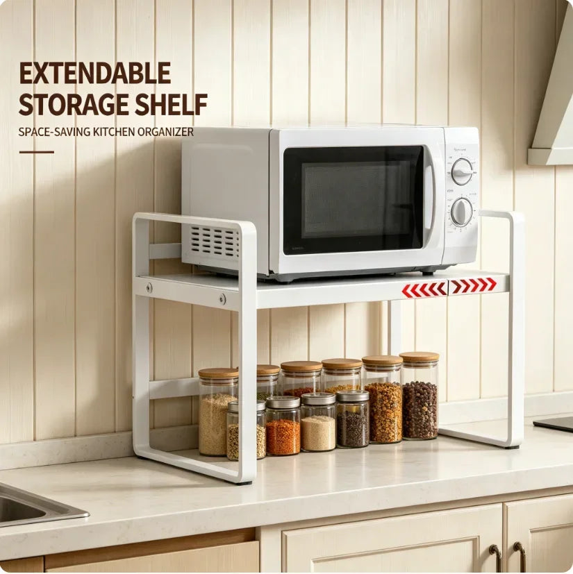 Expandable Kitchen Cabinet Organizer Multi Level Layered Storage Rack for Seasonings Dishes Spices Plates Space Saving Home