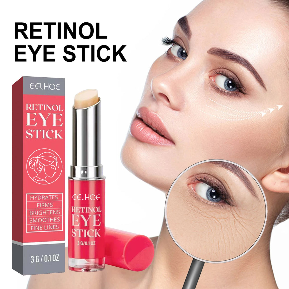 Retinol Eye Cream Stick Lifting Fade Fine Line Remove Dark Circles Eye Bags Anti Puffiness Moisturizing Smoothing Eye Skin Care