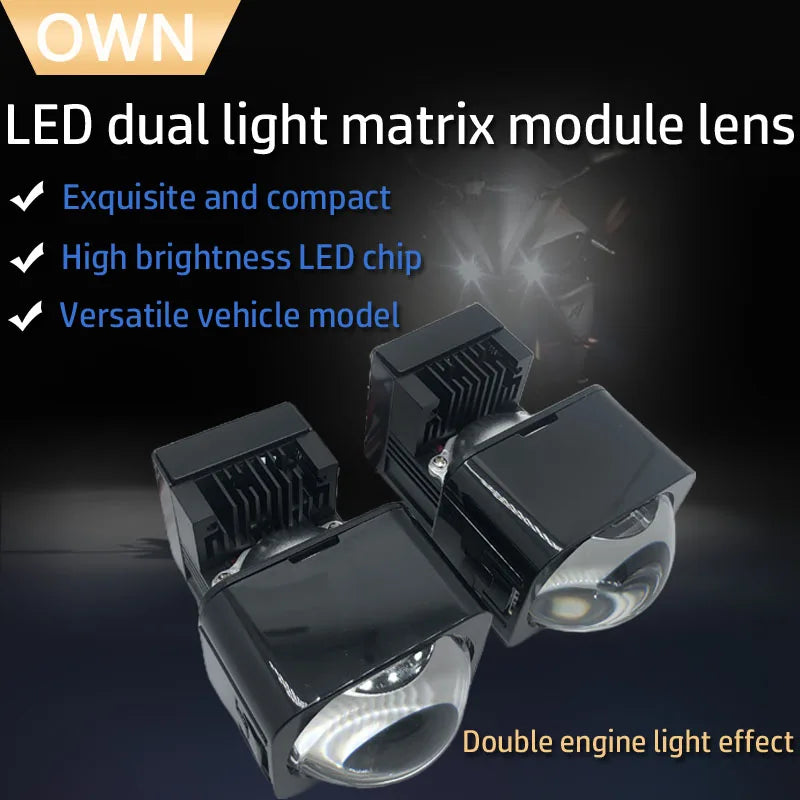 OWN DJM 1.5" MATRIX 42MM BI LED PROJECTOR LENS BILED HIGH LOW DUAL BEAM HEADLAMP MOTORCYCLE 1.5 INCH SQUARE MODULE MOTORBIKE