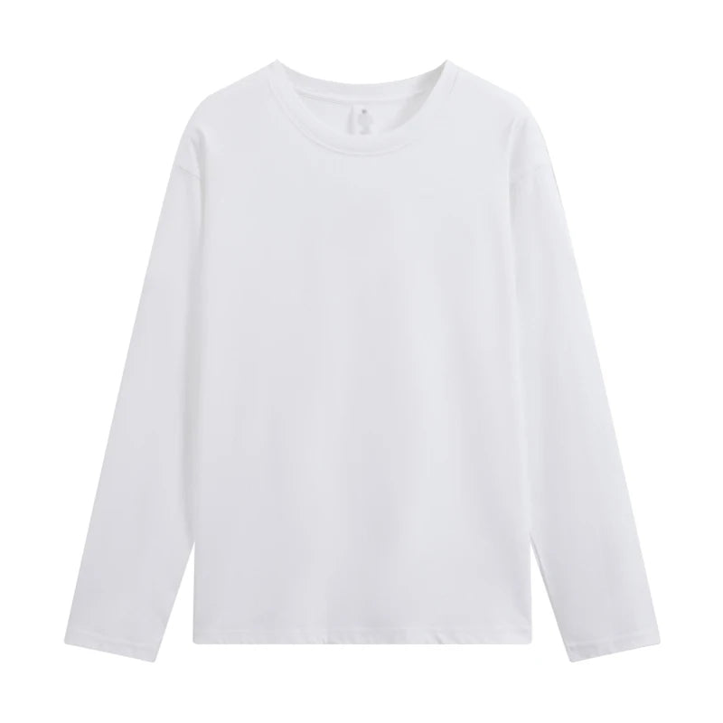 Long sleeve T-shirt Solid Color Top Tees Custom Print Your Design Autumn Plain Cotton Tshirts Plus Size Undershirts For Man
