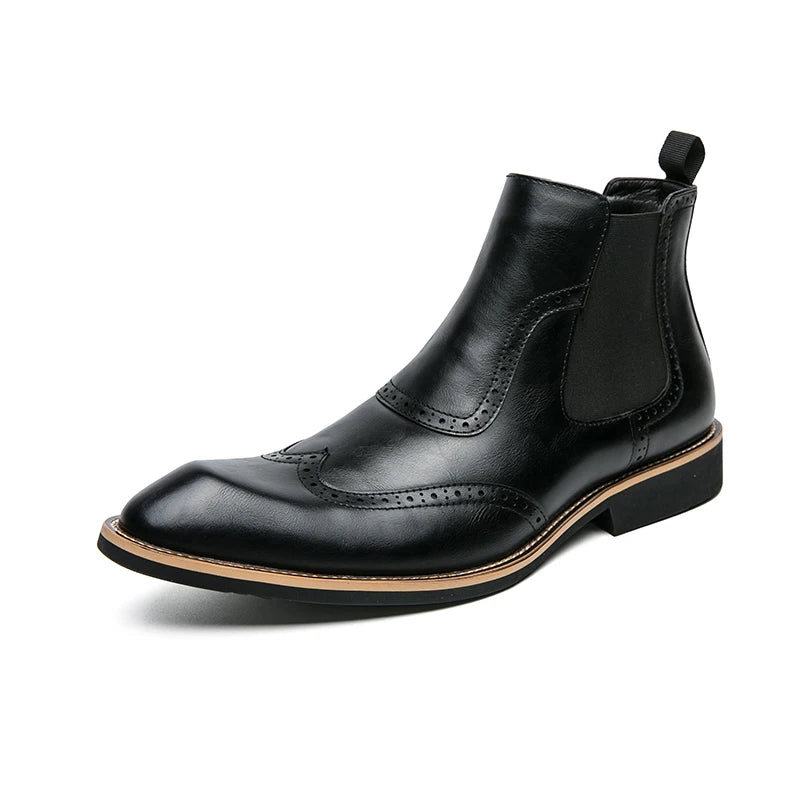 Genuine Leather Shoes Chelsea Boots for Women Retro Carved Boots Round Toe Ankle Boots British Style Women Shoes Winter/Autumn