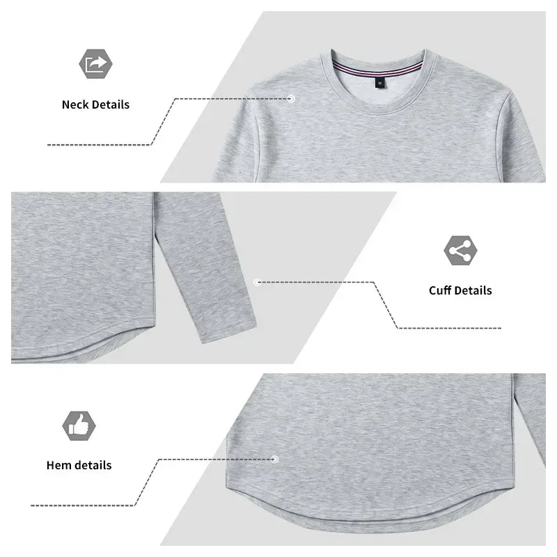 Autumn and Winter Men's Thin Casual Crew Neck Pullover Loose Versatile Breathable Commuter Long Sleeve Bottom T-Shirt