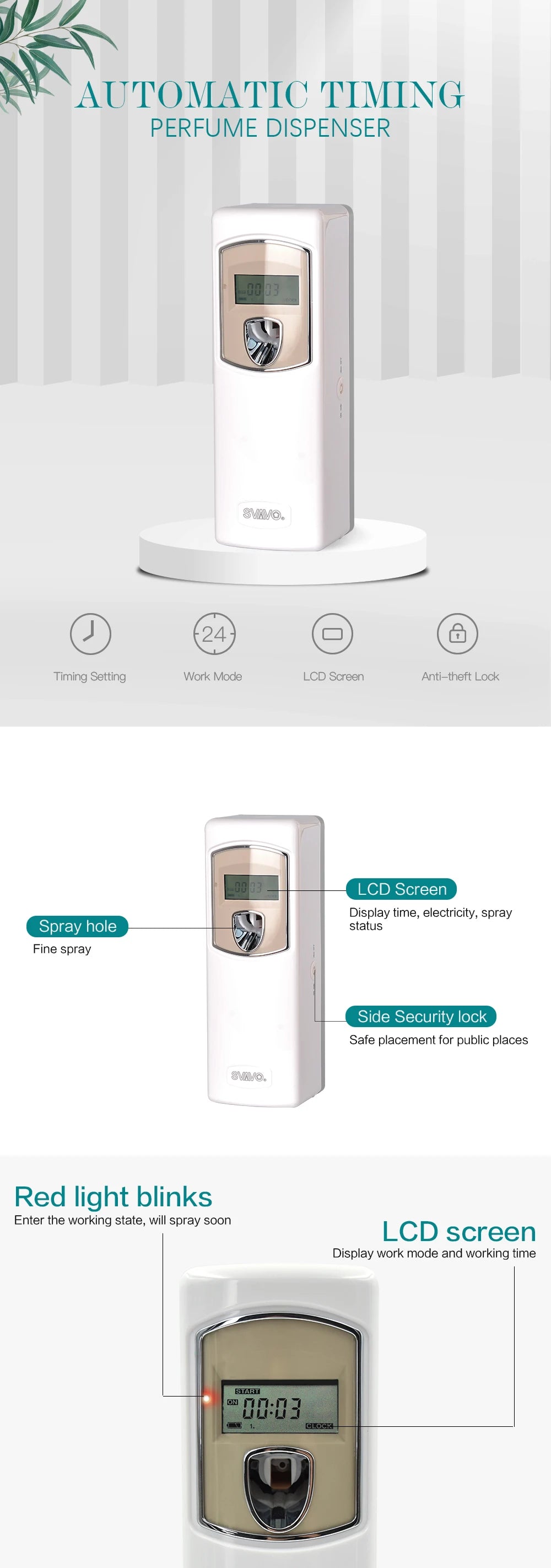 Intelligent Timing Aromatherapy Machine, Automatic Fragrance Diffuser , Toilet Deodorizer Smart Diffuser for Hotel