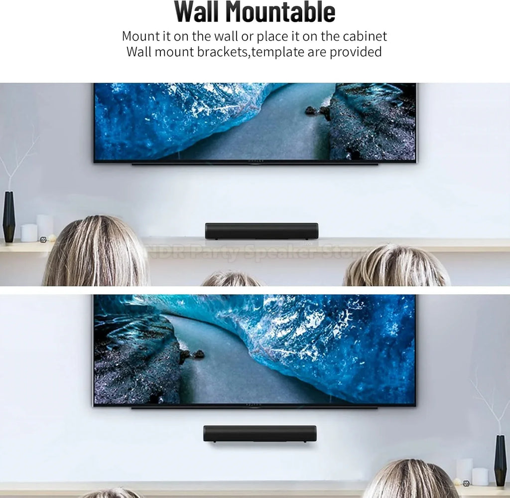 50W SoundBar for TV Deep Bass Small Soundbar TV Speaker Home Theater Surround Sound System HDMI/Bluetooth/Optical/Aux Connection