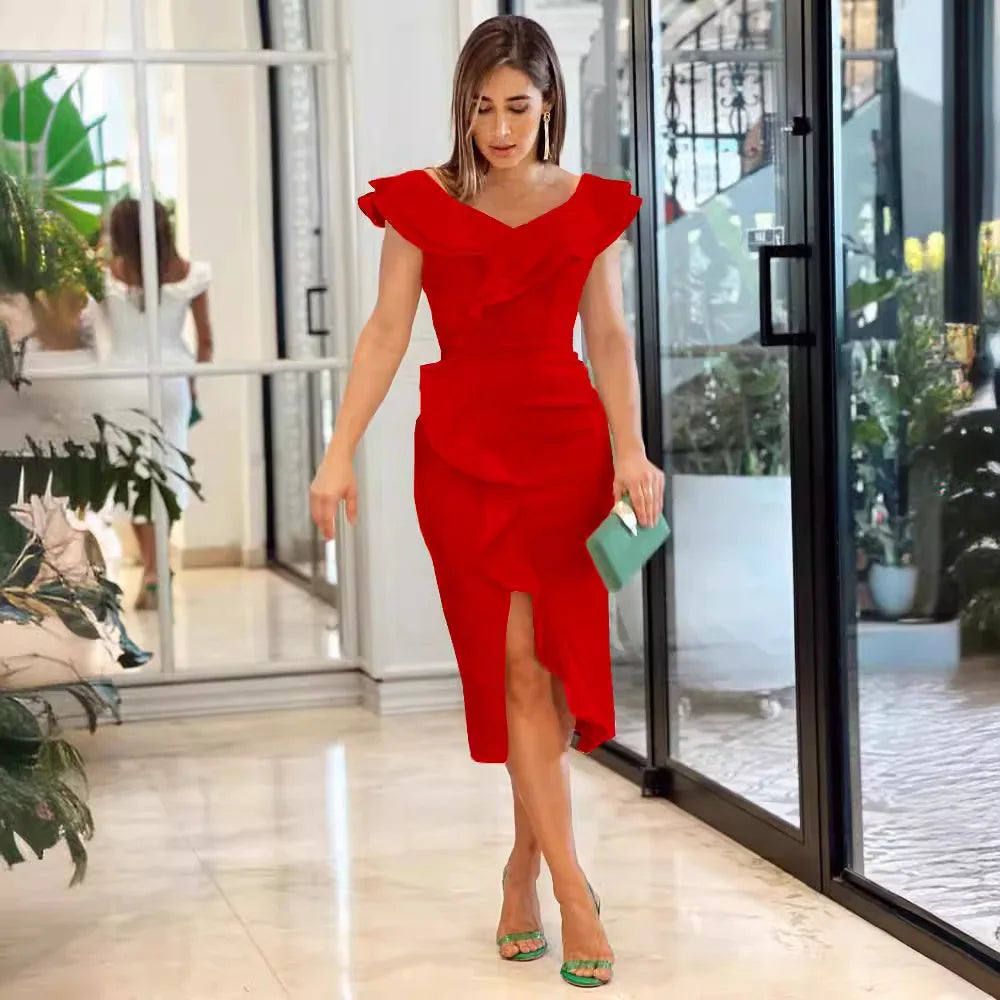 Summer Women's Pure Color Short Sleeve Long Dress Cleanfit Loose Waist Polyester Cotton Blend Regular Sleeve Basic Style