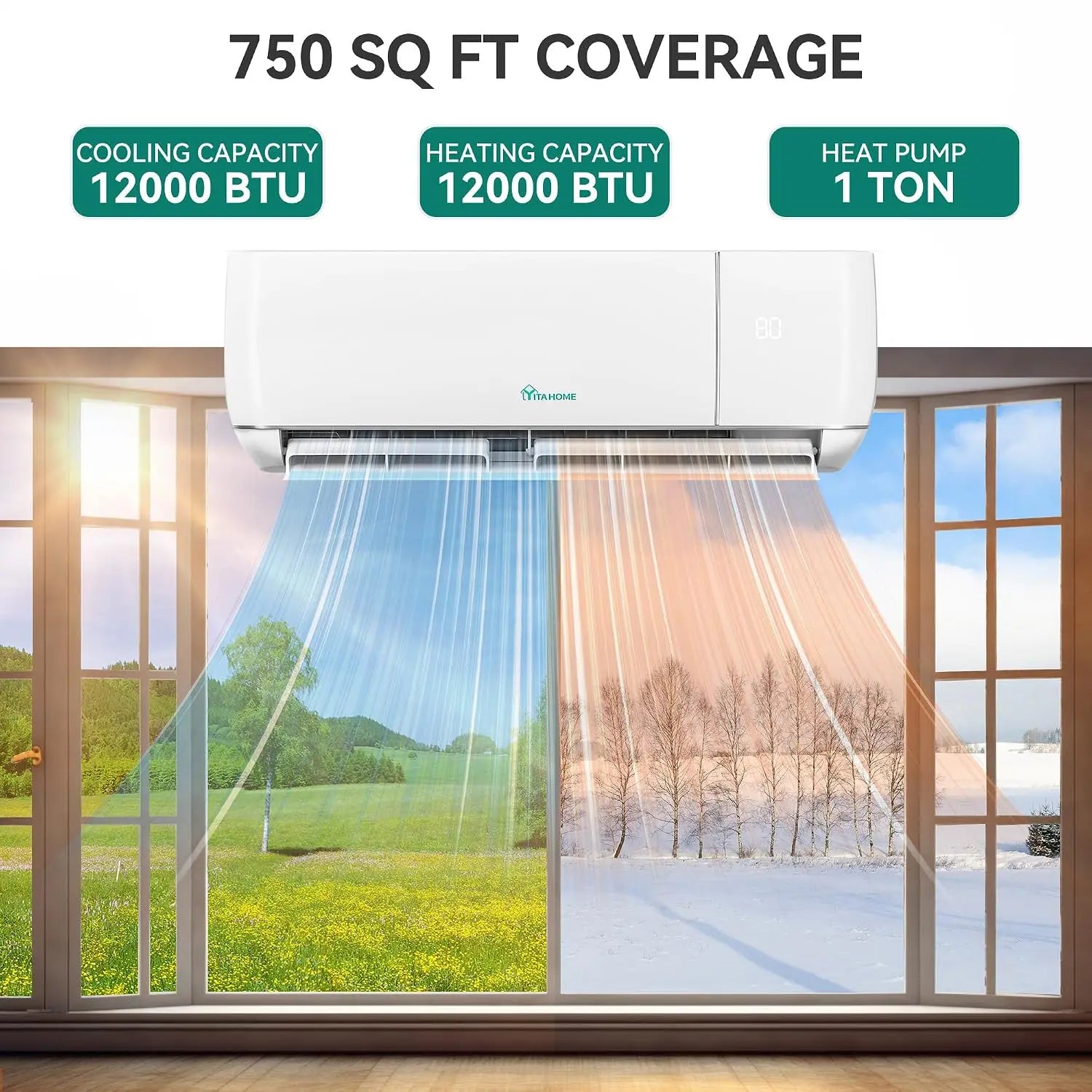 12000 BTU Mini Split AC/Heating System, Ductless Mini Split Air Conditioner Heat Pump,115V 20 SEER2 Energy Efficient, Custom
