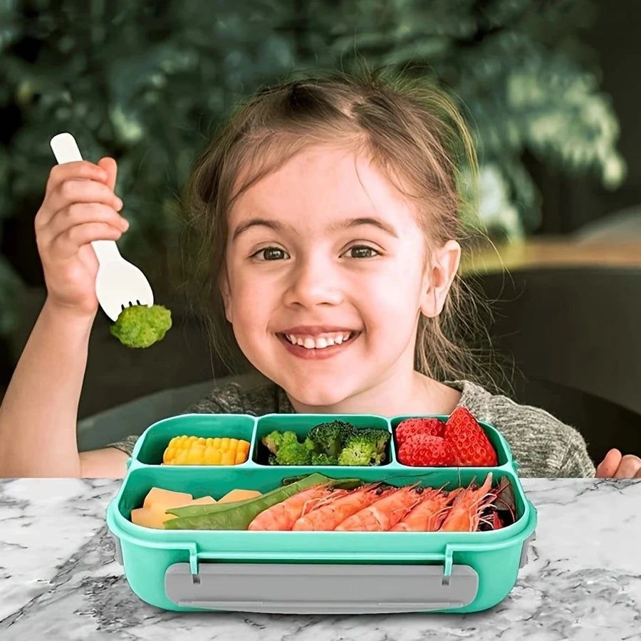 1PC Four grid plastic lunch box 1300ML,student office lunch box,Sealed Leak Proof And Easy To Clean Student Bento Box