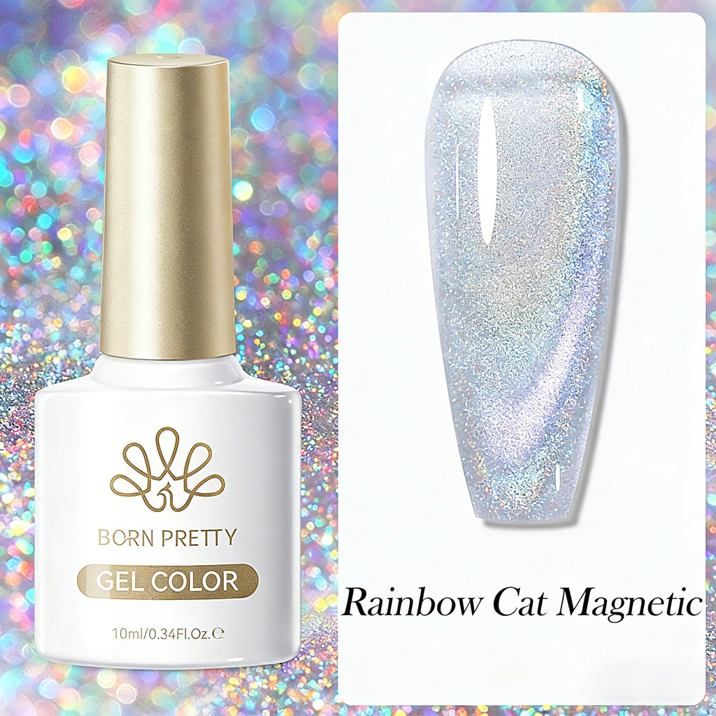 BORN PRETTY 10ml Silver Water Light Cat Magnetic Gel Nail Polish Nail Supplies Vernis Semi Permanent Gel for Fall Winter Nails
