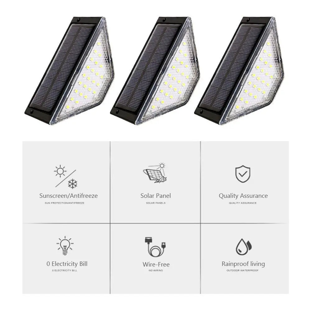 Triangle Solar Step Lamp Warm Light LED Stair Light Waterproof Atmospheric Ornament Outdoor Floor Light Step Deck Fence