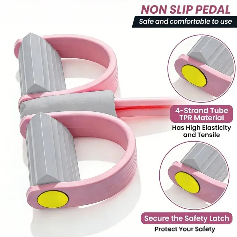 Resistance Bands 4-Tube Yoga Pedal Puller Resistance Band Elastic Pull Rope Fitness Equipment for Abdomen Waist Arm Training