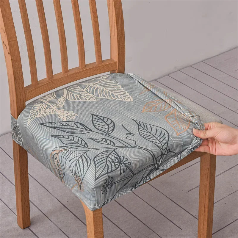 1PC Stretch Dining Chair Cover Printed Chair Seat Covers Removable Upholstered Chair Cushion Covers Home Decor