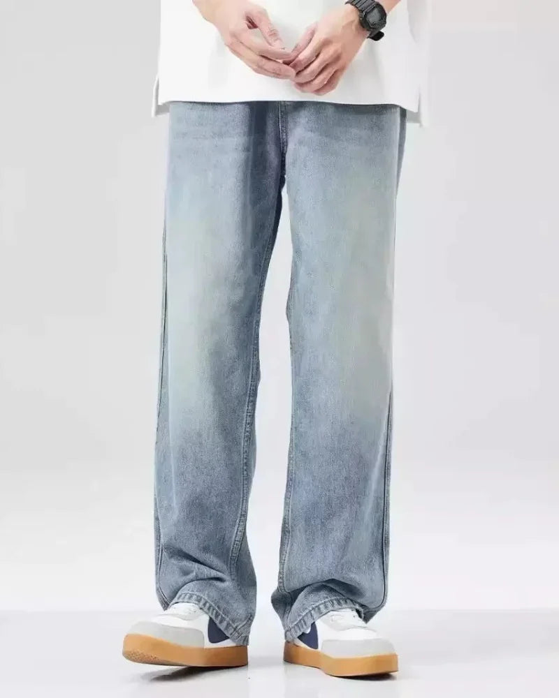 Men's Denim Pants Vintage Washing Wide Leg Loose Jeans Casual Straight American Style  Street Men Trousers Four Seasons New 2026