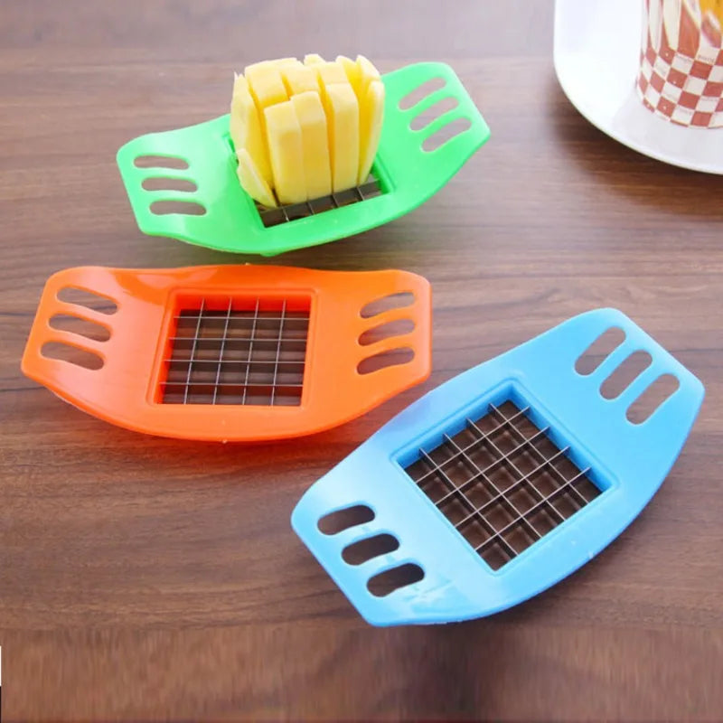 New Stainless Cutter Slicer Masher Steel Potato Vegetable Cutting Device Square Slicers Cut Fries Kitchen Tool Cooking Gadgets