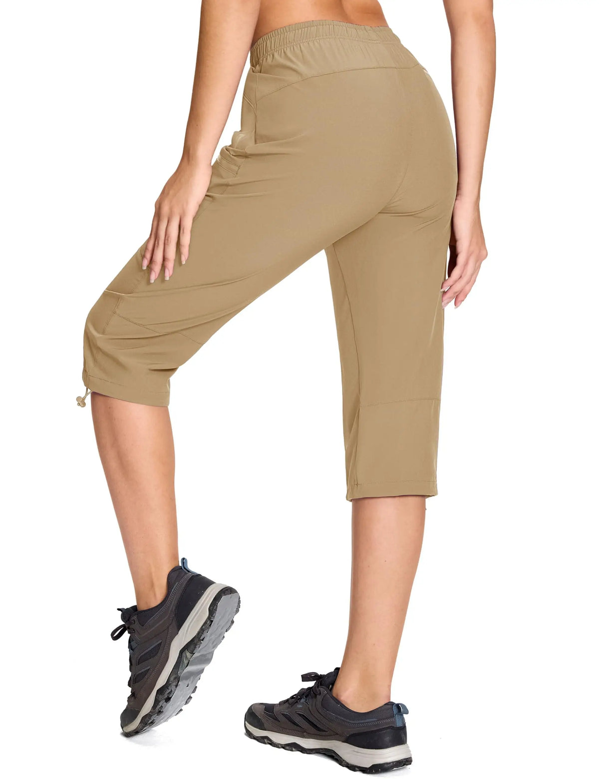 TACVASEN UPF50+ Quick Dry Capri Pants Womens Summer Hiking Cargo Pants 5 Pockets Waterproof Sun UV Protection Knee Length Shorts