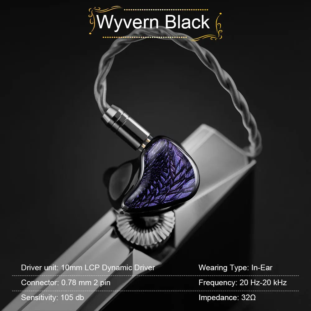 Kinera Celest Wyvern / Wyvern PRO / Wyvern Black 1DD In-Ear Earphone Dynamic Driver 0.78mm Wired HiFi Earbuds Gaming Mic