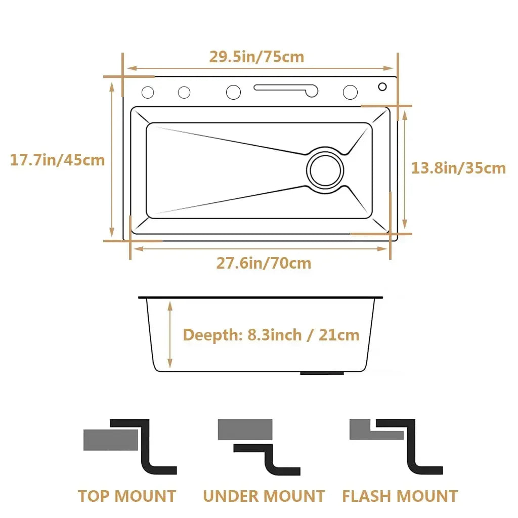 China Factory Kitchenroom Sink Multifunction  Smart Waterfall Stainless Steel Sink Kitchen Kitchen Sinks with 4function
