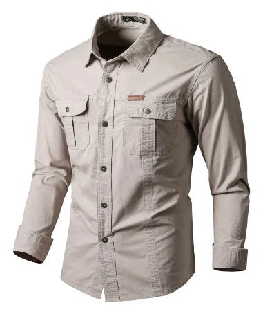Men's Long Sleeve Outdoor Workwear Shirt Breathable Comfortable Cotton Sweat Absorbent Casual Business Style Loose Fit Spring...