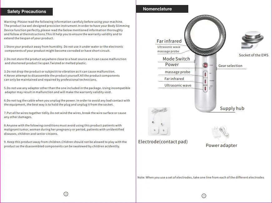 Ultrasound Cavitation Body Slimming Massager EMS Micro Current Weight Loss Far Infrared Facial Lifting Beauty Device