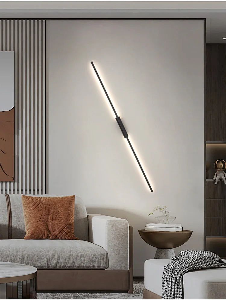 Modern LED Wall Lamp Bedroom Decoration Indoor Fixture Living Minimalist Lines Black Light Sconces Stair Hallway Wall Lights
